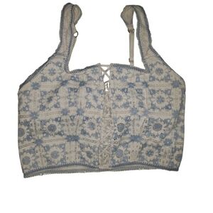 Aerie Lace Bralette in Cream and Blue- S